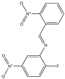 2-fluoro-5-nitro-N-[(E)-(2-nitrophenyl)methylidene]aniline Struktur