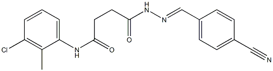 N-(3-chloro-2-methylphenyl)-4-{2-[(E)-(4-cyanophenyl)methylidene]hydrazino}-4-oxobutanamide Struktur