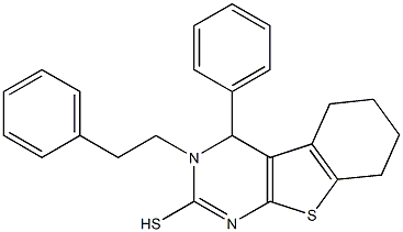 3,4,5,6,7,8-Hexahydro-3-phenethyl-4-phenyl[1]benzothieno[2,3-d]pyrimidine-2-thiol 结构式