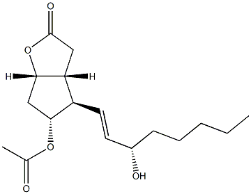 (1S,5R,6R,7R)-7-Acetoxy-6-[(E,3S)-3-hydroxy-1-octenyl]-2-oxabicyclo[3.3.0]octan-3-one Struktur