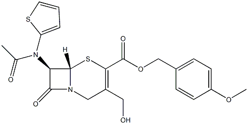 (7R)-3-(Hydroxymethyl)-7-[(2-thienyl)acetylamino]cepham-3-ene-4-carboxylic acid (4-methoxybenzyl) ester Struktur