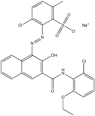 3-クロロ-6-メチル-2-[[3-[[(2-クロロ-6-エトキシフェニル)アミノ]カルボニル]-2-ヒドロキシ-1-ナフチル]アゾ]ベンゼンスルホン酸ナトリウム 化学構造式
