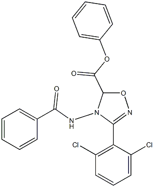 4,5-ジヒドロ-3-(2,6-ジクロロフェニル)-4-(ベンゾイルアミノ)-5-フェニル-1,2,4-オキサジアゾール-5-カルボン酸 化学構造式