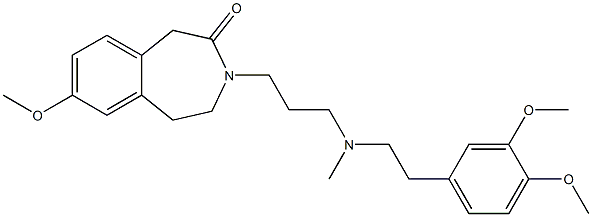 4,5-ジヒドロ-7-メトキシ-3-[3-[N-メチル-2-(3,4-ジメトキシフェニル)エチルアミノ]プロピル]-1H-3-ベンゾアゼピン-2(3H)-オン 化学構造式