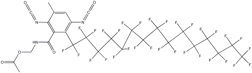 N-(アセチルオキシメチル)-2-(ヘントリアコンタフルオロペンタデシル)-3,6-ジイソシアナト-5-メチルベンズアミド 化学構造式