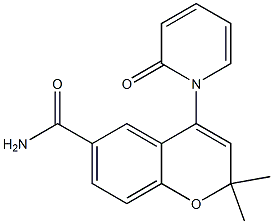 2,2-Dimethyl-6-carbamoyl-4-[(1,2-dihydro-2-oxopyridin)-1-yl]-2H-1-benzopyran,,结构式