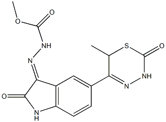 3-[[1,2-Dihydro-5-[(6-methyl-2-oxo-3,6-dihydro-2H-1,3,4-thiadiazin)-5-yl]-2-oxo-3H-indol]-3-ylidene]carbazic acid methyl ester,,结构式