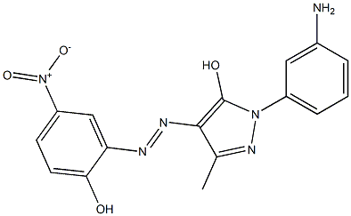 1-(m-アミノフェニル)-4-(2-ヒドロキシ-5-ニトロフェニルアゾ)-3-メチル-1H-ピラゾール-5-オール 化学構造式