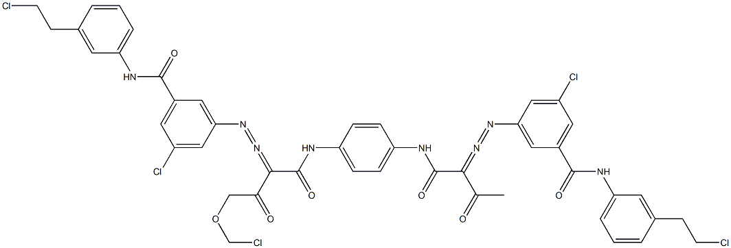 3,3'-[2-(クロロメトキシ)-1,4-フェニレンビス[イミノカルボニル(アセチルメチレン)アゾ]]ビス[N-[3-(2-クロロエチル)フェニル]-5-クロロベンズアミド] 化学構造式