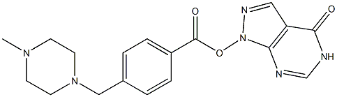 1,5-ジヒドロ-4-オキソ-4H-ピラゾロ[3,4-d]ピリミジン-1-オール4-[(4-メチルピペラジン-1-イル)メチル]ベンゾアート 化学構造式