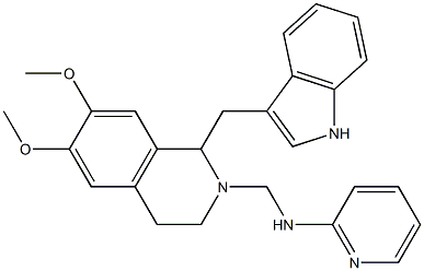 1,2,3,4-Tetrahydro-6,7-dimethoxy-1-[(1H-indol-3-yl)methyl]-2-[[(2-pyridinyl)amino]methyl]isoquinoline 结构式