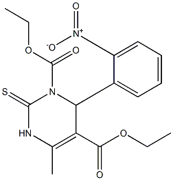 1,2,3,4-テトラヒドロ-6-メチル-4-(2-ニトロフェニル)-2-チオキソピリミジン-3,5-ジカルボン酸ジエチル 化学構造式