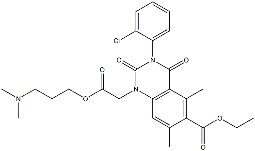 1,2,3,4-テトラヒドロ-3-(2-クロロフェニル)-1-[(3-ジメチルアミノプロポキシ)カルボニルメチル]-5,7-ジメチル-2,4-ジオキソキナゾリン-6-カルボン酸エチル 化学構造式