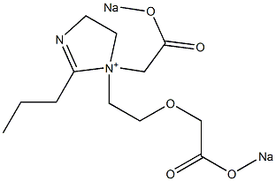 1-[2-[(ソジオオキシカルボニル)メトキシ]エチル]-1-[(ソジオオキシカルボニル)メチル]-4,5-ジヒドロ-2-プロピル-1H-イミダゾール-1-イウム 化学構造式