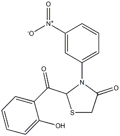 2-(2-Hydroxybenzoyl)-3-(3-nitrophenyl)thiazolidin-4-one,,结构式