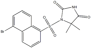 5,5-ジメチル-1-[(5-ブロモ-1-ナフチル)スルホニル]イミダゾリジン-2,4-ジオン 化学構造式