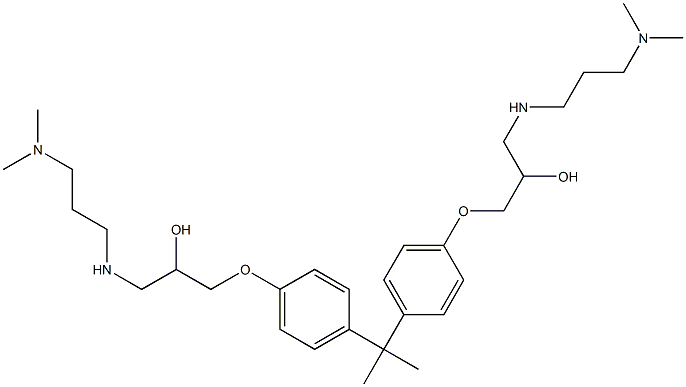 1,1'-[イソプロピリデンビス(4,1-フェニレン)ビスオキシ]ビス[3-[(3-ジメチルアミノプロピル)アミノ]-2-プロパノール] 化学構造式