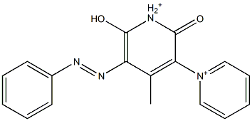 1',2'-Dihydro-6'-hydroxy-4'-methyl-2'-oxo-5'-(phenylazo)-1,3'-bipyridinium 结构式