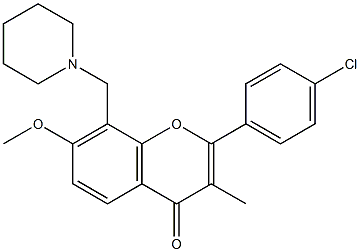 4'-クロロ-7-メトキシ-3-メチル-8-(1-ピペリジニルメチル)フラボン 化学構造式