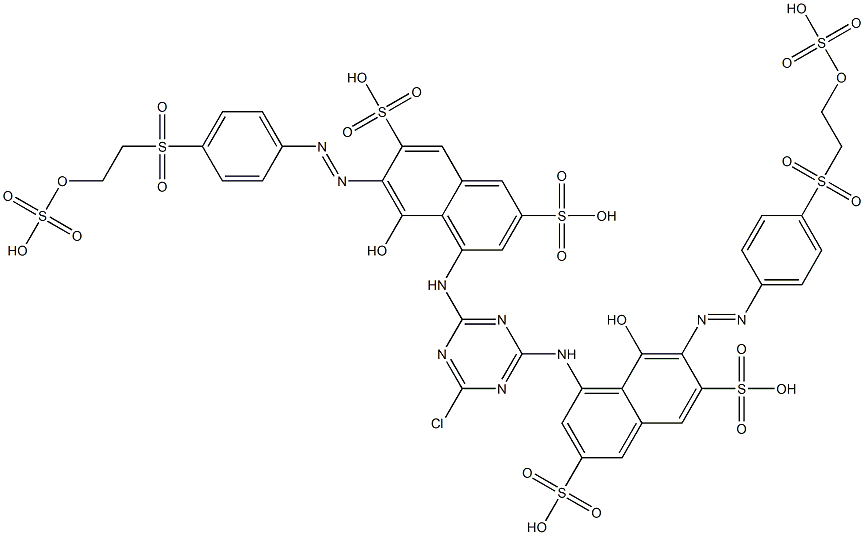 4,4'-[(6-Chloro-1,3,5-triazine-2,4-diyl)diimino]bis[5-hydroxy-6-[[4-[[2-(sulfooxy)ethyl]sulfonyl]phenyl]azo]-2,7-naphthalenedisulfonic acid] 结构式