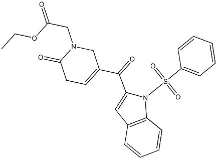 3-[(1-Phenylsulfonyl-1H-indol-2-yl)carbonyl]-6-oxo-1,2,5,6-tetrahydropyridine-1-acetic acid ethyl ester Structure