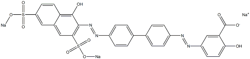 2-Hydroxy-5-[[4'-[[1-hydroxy-3,6-bis(sodiosulfo)-2-naphthalenyl]azo]-1,1'-biphenyl-4-yl]azo]benzoic acid sodium salt Struktur