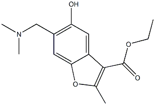 6-(ジメチルアミノメチル)-5-ヒドロキシ-2-メチル-3-ベンゾフランカルボン酸エチル 化学構造式