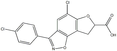 5-Chloro-7,8-dihydro-3-(4-chlorophenyl)furo[2,3-g][1,2]benzisoxazole-7-carboxylic acid Struktur