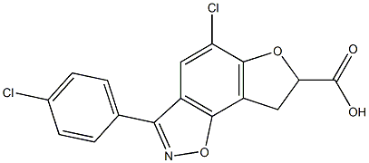 5-Chloro-7,8-dihydro-3-(4-chlorophenyl)furo[2,3-g][1,2]benzisoxazole-7-carboxylic acid 结构式