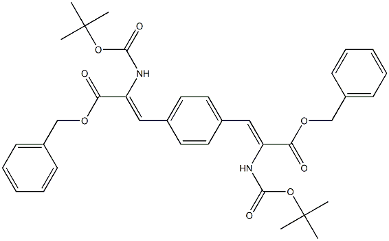 3,3'-(1,4-フェニレン)ビス[2-[(tert-ブトキシ)カルボニルアミノ]アクリル酸]ジベンジル 化学構造式