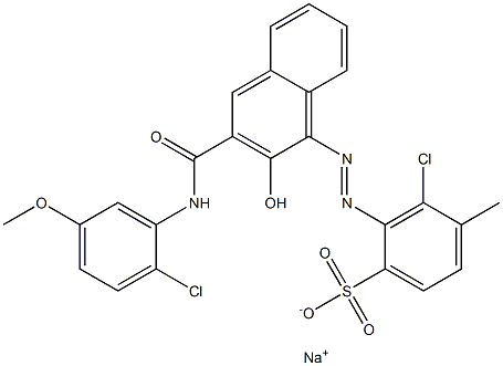 3-Chloro-4-methyl-2-[[3-[[(2-chloro-5-methoxyphenyl)amino]carbonyl]-2-hydroxy-1-naphtyl]azo]benzenesulfonic acid sodium salt Struktur