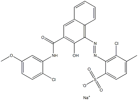 3-Chloro-4-methyl-2-[[3-[[(2-chloro-5-methoxyphenyl)amino]carbonyl]-2-hydroxy-1-naphtyl]azo]benzenesulfonic acid sodium salt,,结构式