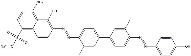 4-Amino-5-hydroxy-6-[[4'-[(4-hydroxyphenyl)azo]-3,3'-dimethyl-1,1'-biphenyl-4-yl]azo]naphthalene-1-sulfonic acid sodium salt,,结构式