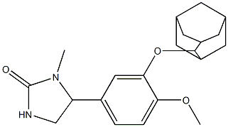 3-メチル-4-[4-メトキシ-3-[[アダマンタン-2-イル]オキシ]フェニル]イミダゾリジン-2-オン 化学構造式