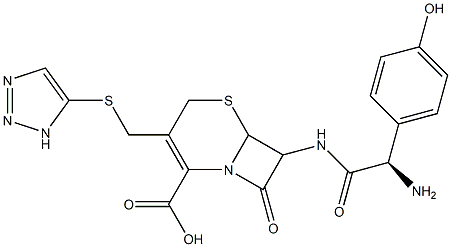 7-[(R)-2-Amino-2-(4-hydroxyphenyl)acetylamino]-8-oxo-3-(1H-1,2,3-triazol-5-ylthiomethyl)-5-thia-1-azabicyclo[4.2.0]oct-2-ene-2-carboxylic acid 结构式