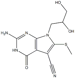 2-Amino-3,4-dihydro-6-methylthio-7-(2,3-dihydroxypropyl)-4-oxo-7H-pyrrolo[2,3-d]pyrimidine-5-carbonitrile