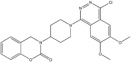 1-[4-[(3,4-ジヒドロ-2-オキソ-2H-1,3-ベンゾオキサジン)-3-イル]ピペリジノ]-4-クロロ-6,7-ジメトキシフタラジン 化学構造式