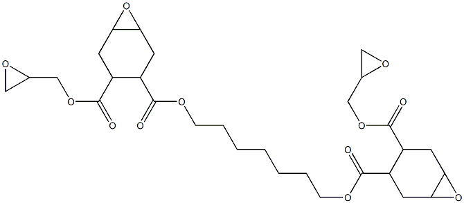 ビス[2-(グリシジルオキシカルボニル)-4,5-エポキシ-1-シクロヘキサンカルボン酸]1,7-ヘプタンジイル 化学構造式