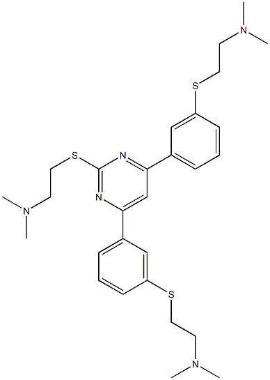 2-(2-Dimethylaminoethylthio)-4,6-bis[3-(2-dimethylaminoethylthio)phenyl]pyrimidine,,结构式