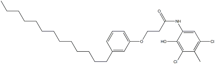 2-[3-(3-Tridecylphenoxy)propanoylamino]-4,6-dichloro-5-methylphenol,,结构式