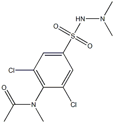 2',6'-ジクロロ-N-メチル-4'-(ジメチルアミノスルファモイル)アセトアニリド 化学構造式