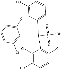 (2,6-ジクロロフェニル)(2,6-ジクロロ-3-ヒドロキシフェニル)(3-ヒドロキシフェニル)メタンスルホン酸 化学構造式