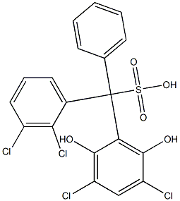 (2,3-ジクロロフェニル)(3,5-ジクロロ-2,6-ジヒドロキシフェニル)フェニルメタンスルホン酸 化学構造式