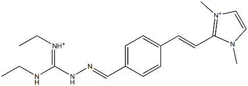 1,3-Dimethyl-2-[2-[4-[2-[ethyliminio(ethylamino)methyl]hydrazonomethyl]phenyl]ethenyl]-1H-imidazol-3-ium,,结构式