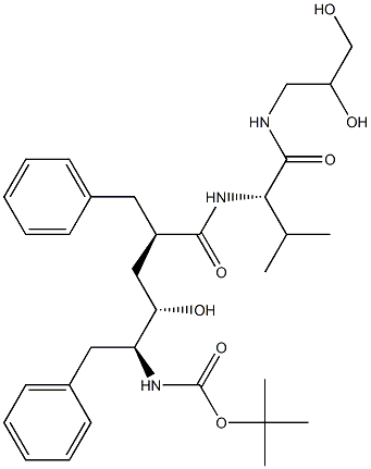 (2S)-2-[[(2R,4S,5S)-5-(tert-Butoxycarbonylamino)-2-benzyl-4-hydroxy-6-phenylhexanoyl]amino]-N-(2,3-dihydroxypropyl)-3-methylbutyramide Structure