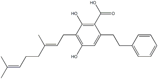 2-Phenethyl-4,6-dihydroxy-5-[(2E)-3,7-dimethyl-2,6-octadienyl]benzoic acid