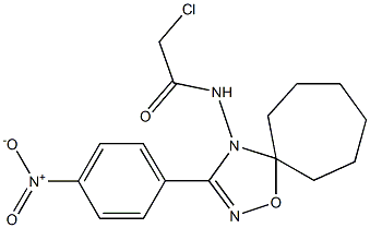 2-クロロ-N-[3-(4-ニトロフェニル)-5,5-ヘキサメチレン-1,2,4-オキサジアゾール-4(5H)-イル]アセトアミド 化学構造式