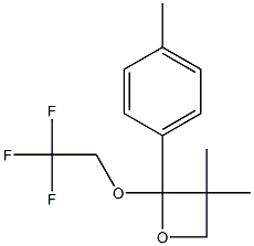 2-(4-メチルフェニル)-2-(2,2,2-トリフルオロエトキシ)-3,3-ジメチルオキセタン 化学構造式