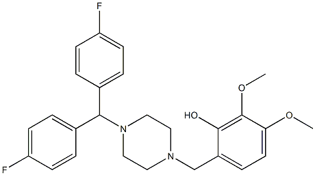 1-[ビス(4-フルオロフェニル)メチル]-4-(2-ヒドロキシ-3,4-ジメトキシベンジル)ピペラジン 化学構造式