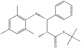 (1R,2S)-2-(2,4,6-トリメチルフェニルチオ)-1-メチル-2-フェニルエタン-1-チオカルボン酸S-tert-ブチル 化学構造式